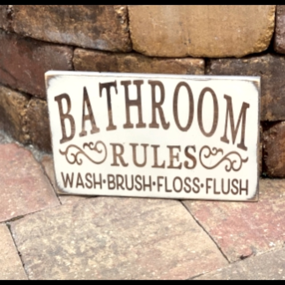 Rustic Bathroom rules sign